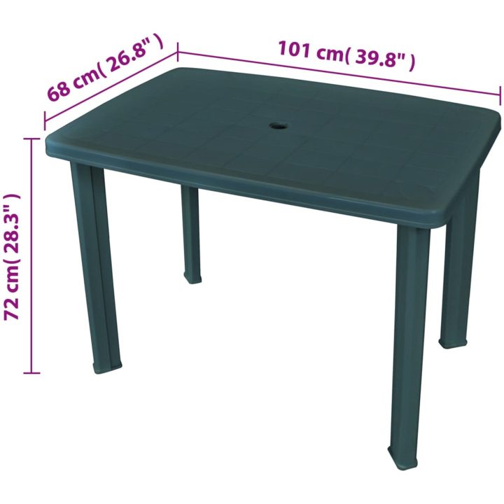 Trädgårdsbord grön plast vidaXL 101 x 68 x 72 cm – bild 5