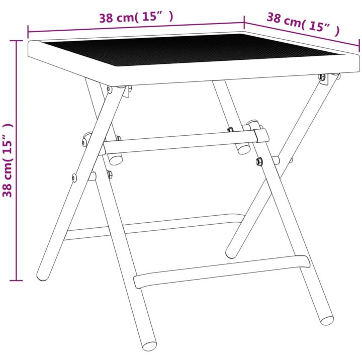 Trädgårdsbord hopfällbart antracit stålnät vidaXL 38 x 38 x 38 cm – bild 8
