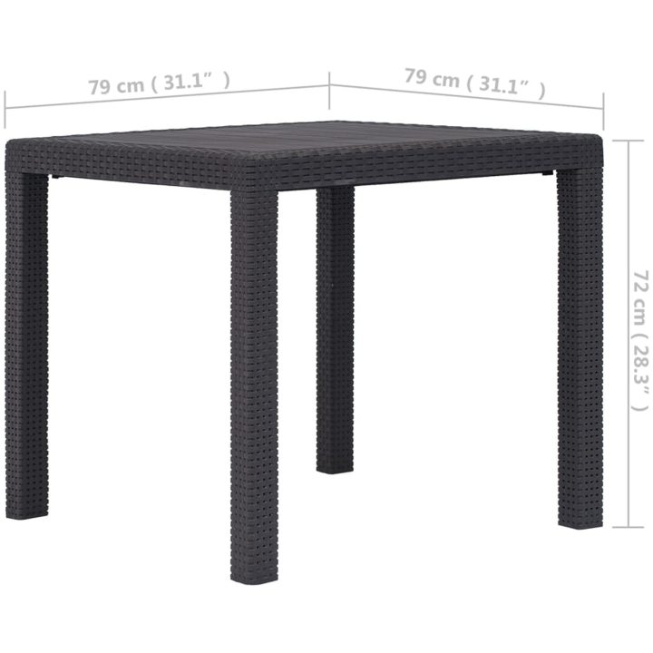 Trädgårdsbord konstrotting brun vidaXL 79 x 79 x 72 cm – bild 5