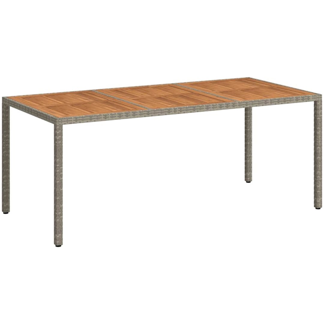 Trädgårdsbord konstrotting och akaciaträ grå vidaXL 190 x 90 x 75 cm – bild 2