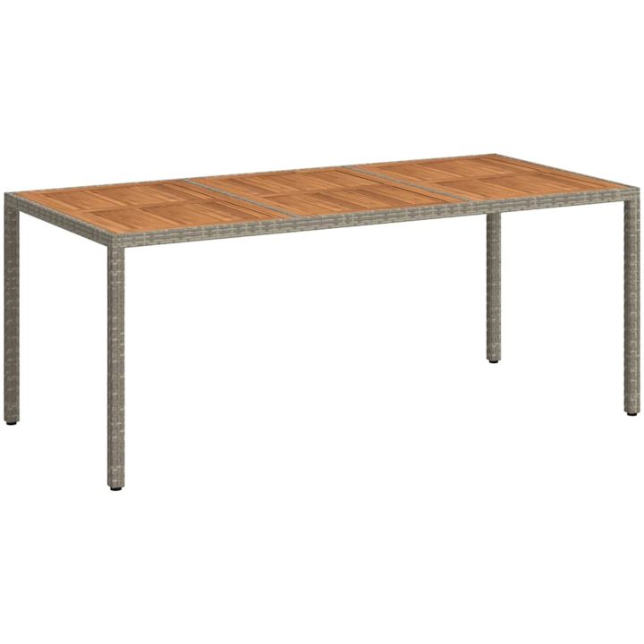 Trädgårdsbord konstrotting och akaciaträ grå vidaXL 190 x 90 x 75 cm – bild 2