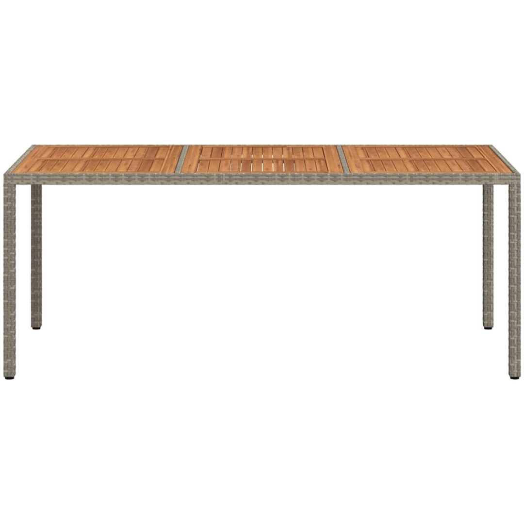 Trädgårdsbord konstrotting och akaciaträ grå vidaXL 190 x 90 x 75 cm – bild 3