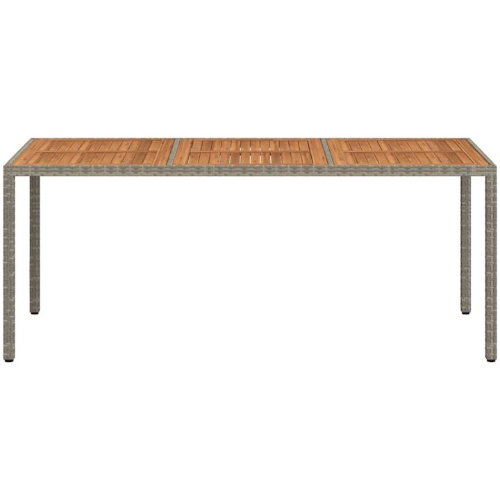 Trädgårdsbord konstrotting och akaciaträ grå vidaXL 190 x 90 x 75 cm – bild 3