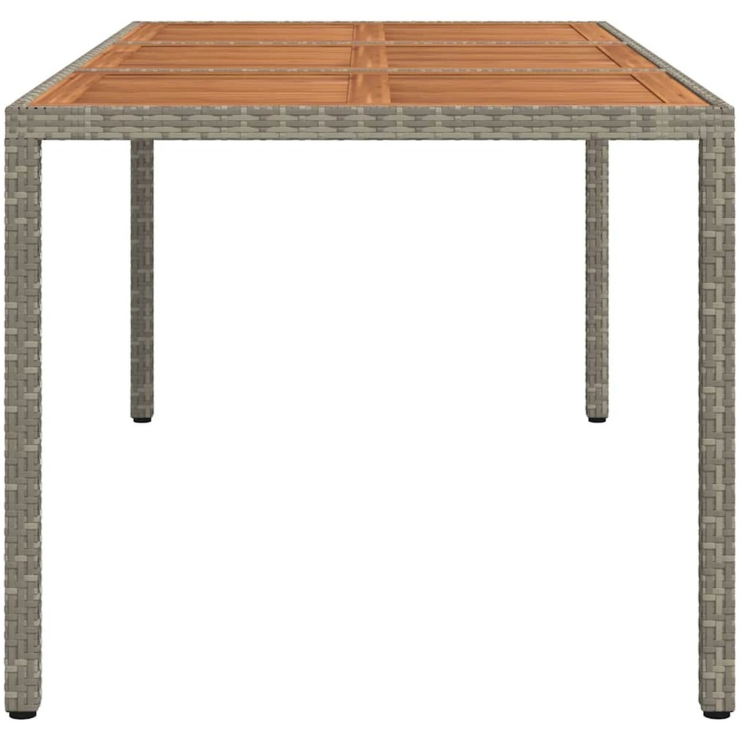 Trädgårdsbord konstrotting och akaciaträ grå vidaXL 190 x 90 x 75 cm – bild 4