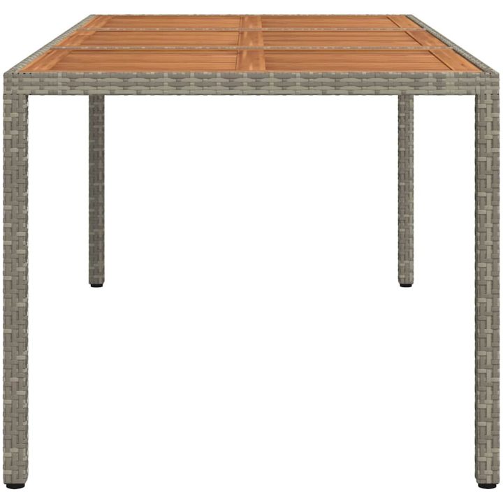 Trädgårdsbord konstrotting och akaciaträ grå vidaXL 190 x 90 x 75 cm – bild 4