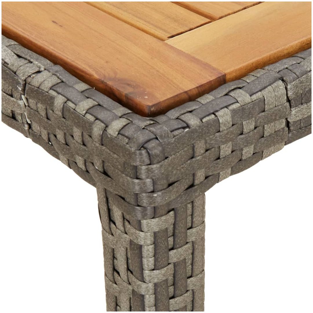 Trädgårdsbord konstrotting och akaciaträ grå vidaXL 190 x 90 x 75 cm – bild 5