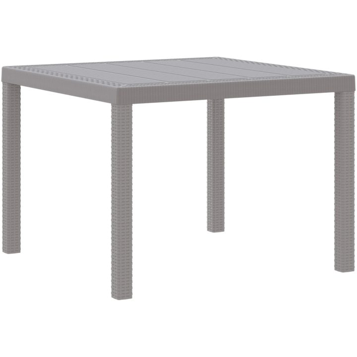 Trädgårdsbord Ljusgrå 100x100x73 cm Poly Rattan vidaXL Standard – bild 2