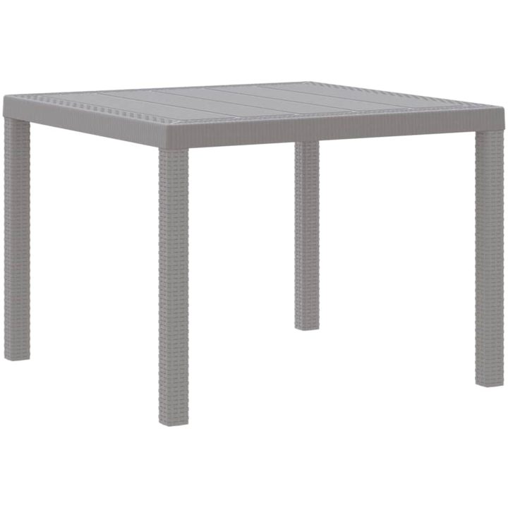 Trädgårdsbord Ljusgrå 100x100x73 cm Poly Rattan vidaXL Standard – bild 4