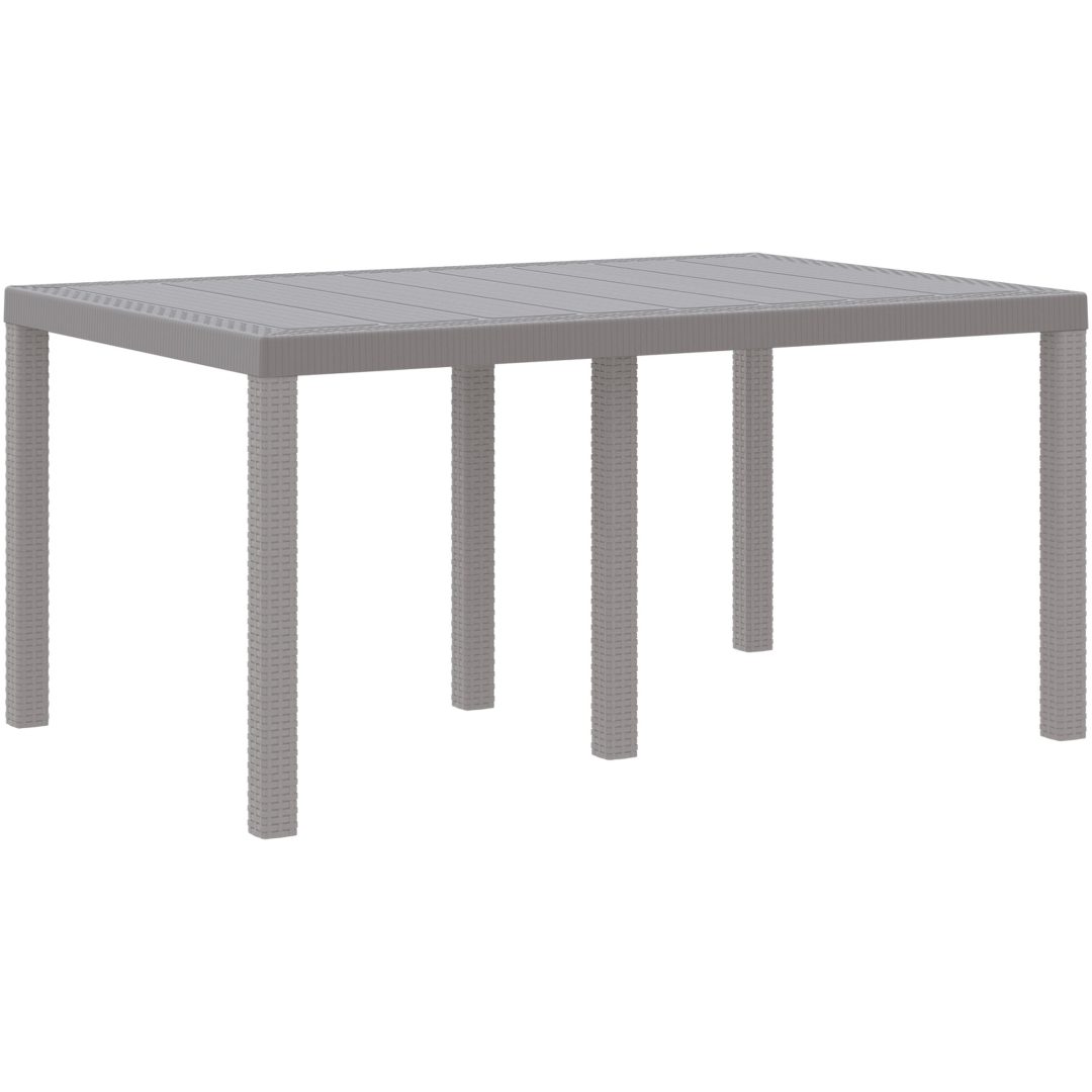 Trädgårdsbord Ljusgrå 150x100x73 cm Poly Rattan vidaXL Medium – bild 2