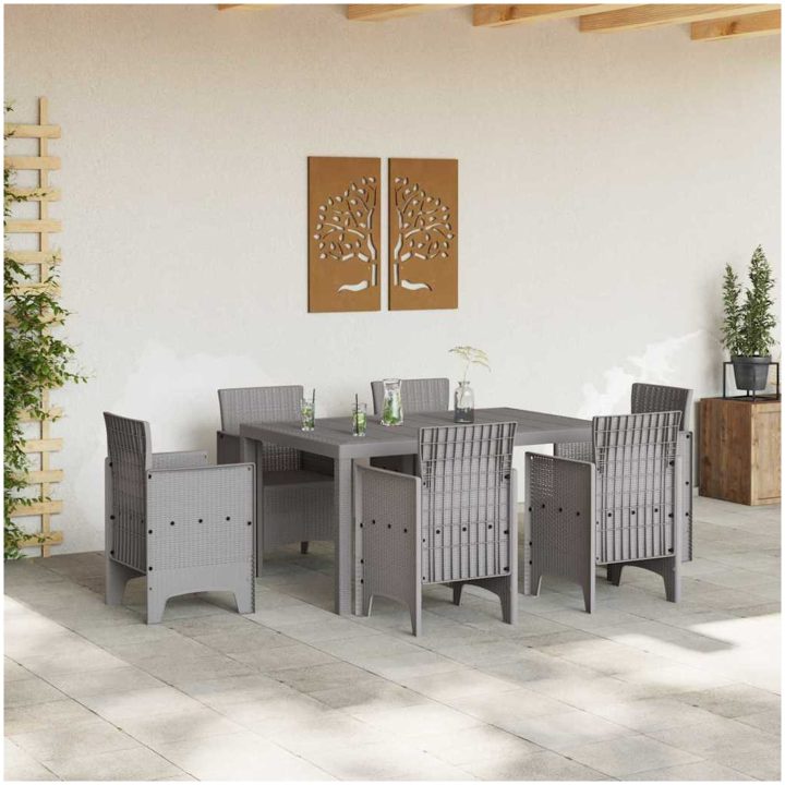 Trädgårdsbord Ljusgrå 150x100x73 cm Poly Rattan vidaXL Medium – bild 3