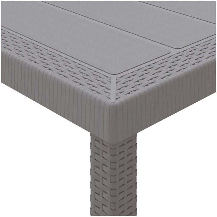 Trädgårdsbord Ljusgrå 150x100x73 cm Poly Rattan vidaXL Medium – bild 8