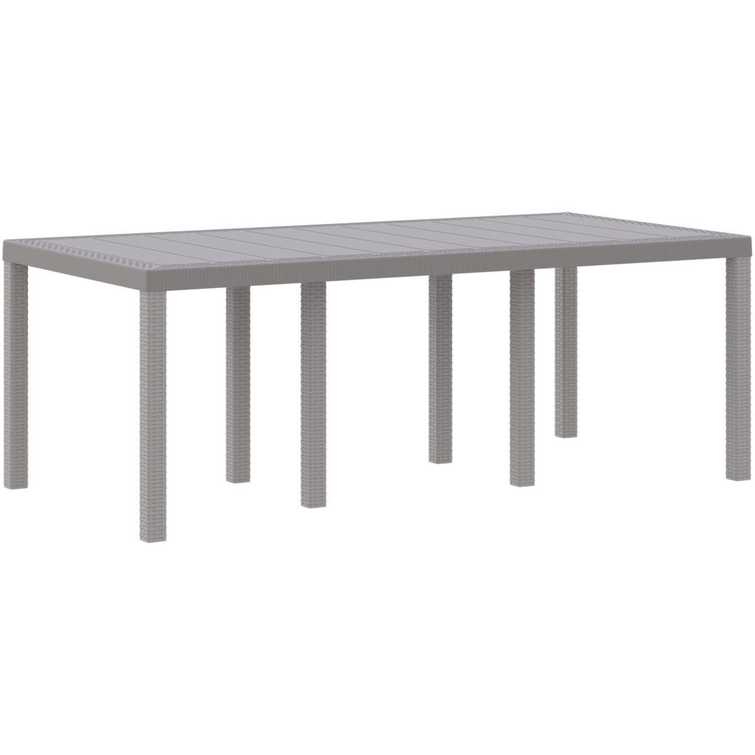 Trädgårdsbord ljusgrå 200x100x73 cm konstrotting vidaXL Stor – bild 2