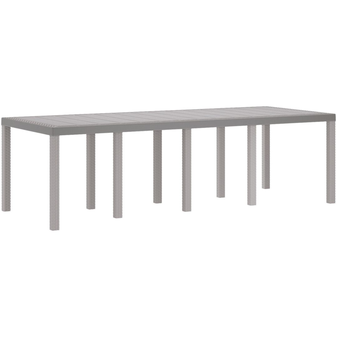 Trädgårdsbord ljusgrå 250x100x73 cm konstrotting vidaXL Stor – bild 2