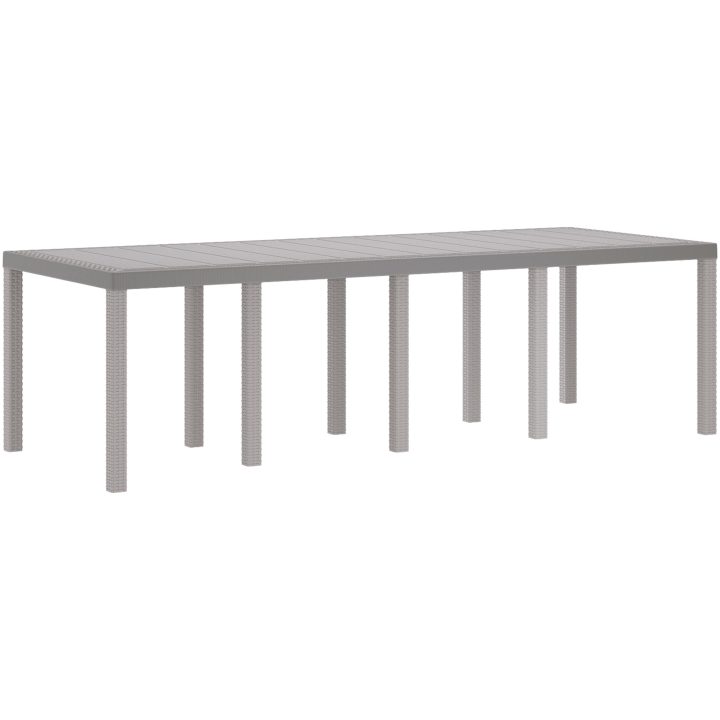 Trädgårdsbord ljusgrå 250x100x73 cm konstrotting vidaXL Stor – bild 2