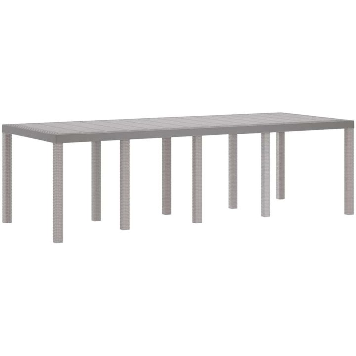 Trädgårdsbord Ljusgrå 250x100x73 cm Poly Rattan vidaXL Stor – bild 2
