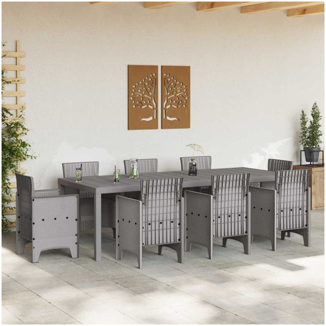 Trädgårdsbord Ljusgrå 250x100x73 cm Poly Rattan vidaXL Stor – bild 3