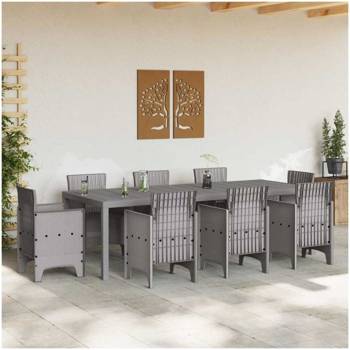 Trädgårdsbord Ljusgrå 250x100x73 cm Poly Rattan vidaXL Stor – bild 3
