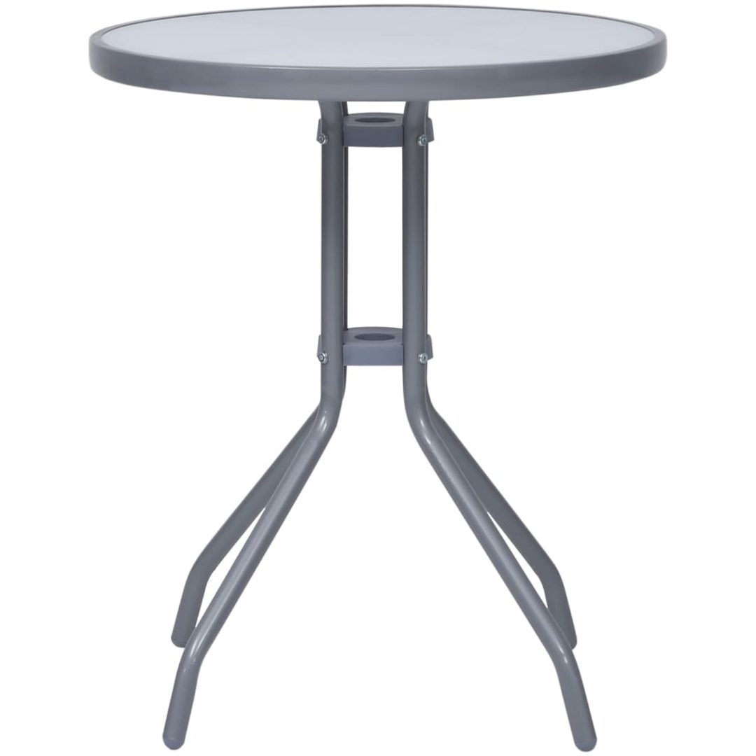 Trädgårdsbord ljusgrå 60 cm stål och glas vidaXL 60 x 72 cm – bild 2