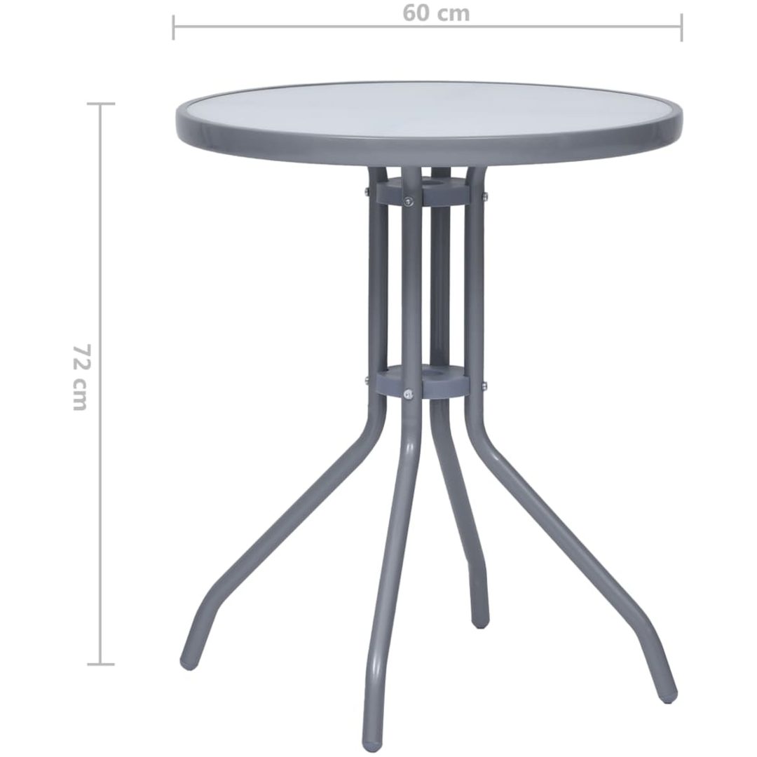 Trädgårdsbord ljusgrå 60 cm stål och glas vidaXL 60 x 72 cm – bild 5