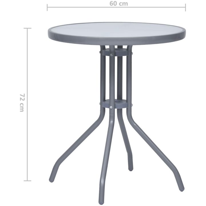 Trädgårdsbord ljusgrå 60 cm stål och glas vidaXL 60 x 72 cm – bild 5