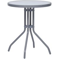 Trädgårdsbord ljusgrå 60 cm stål och glas vidaXL