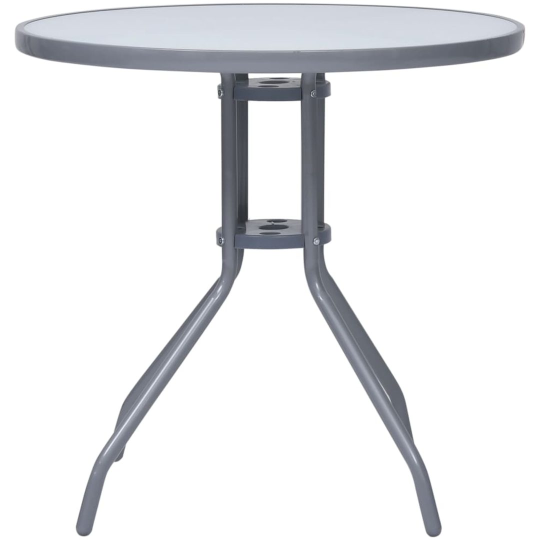 Trädgårdsbord ljusgrå 80 cm stål och glas vidaXL 80 x 72 cm – bild 2