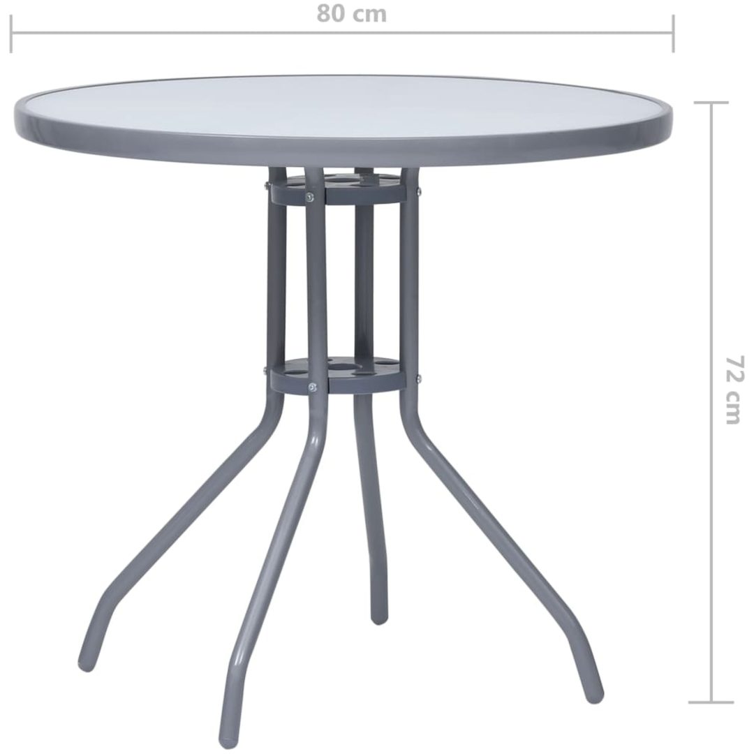 Trädgårdsbord ljusgrå 80 cm stål och glas vidaXL 80 x 72 cm – bild 5