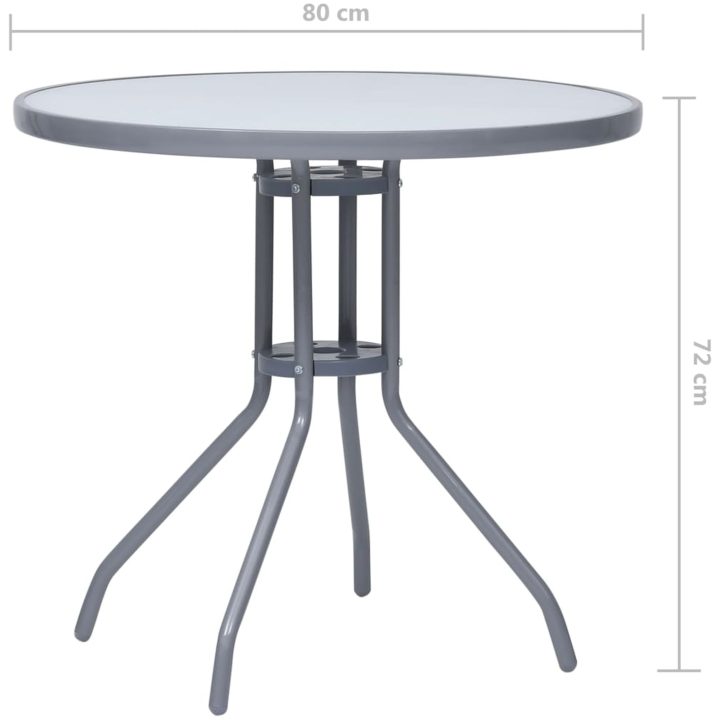 Trädgårdsbord ljusgrå 80 cm stål och glas vidaXL 80 x 72 cm – bild 5