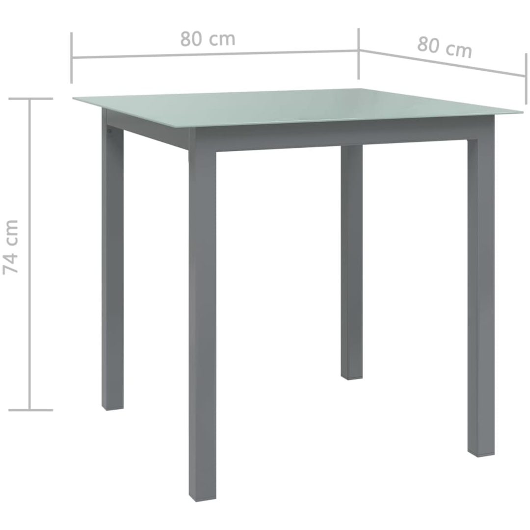 Trädgårdsbord ljusgrå aluminium och glas vidaXL 80 x 80 x 74 cm – bild 5