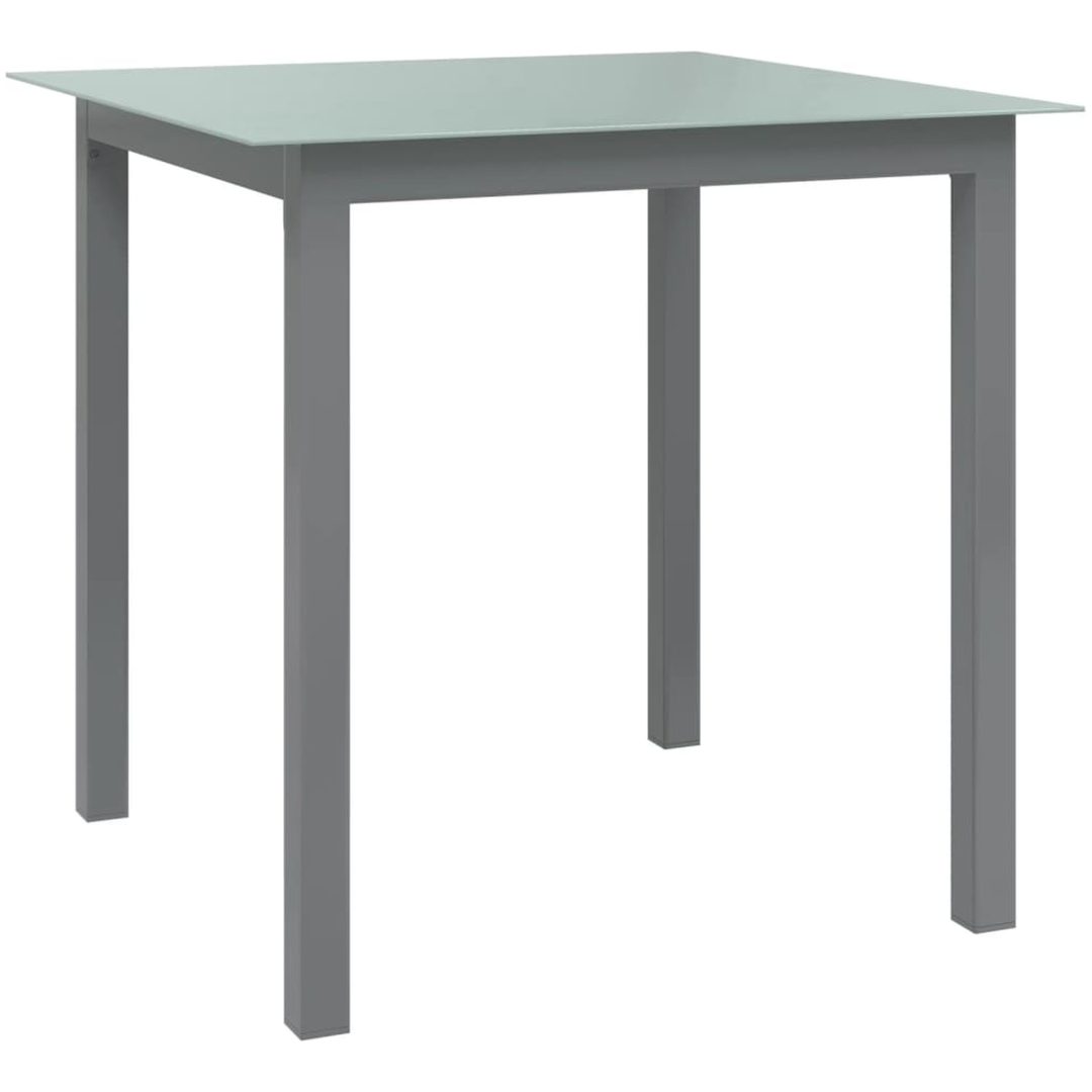 Trädgårdsbord ljusgrå aluminium och glas vidaXL 80 x 80 x 74 cm