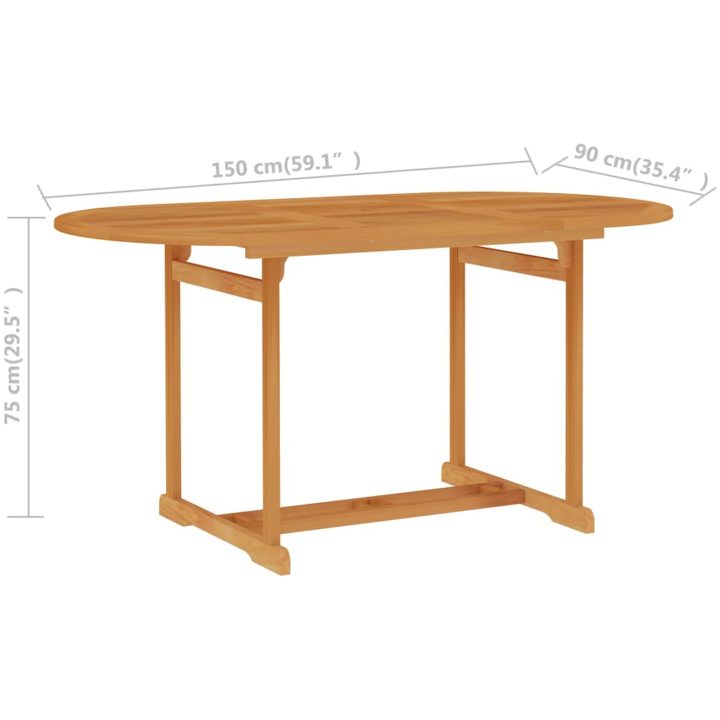 Trädgårdsbord massiv teak vidaXL 150 x 90 x 75 cm – bild 6