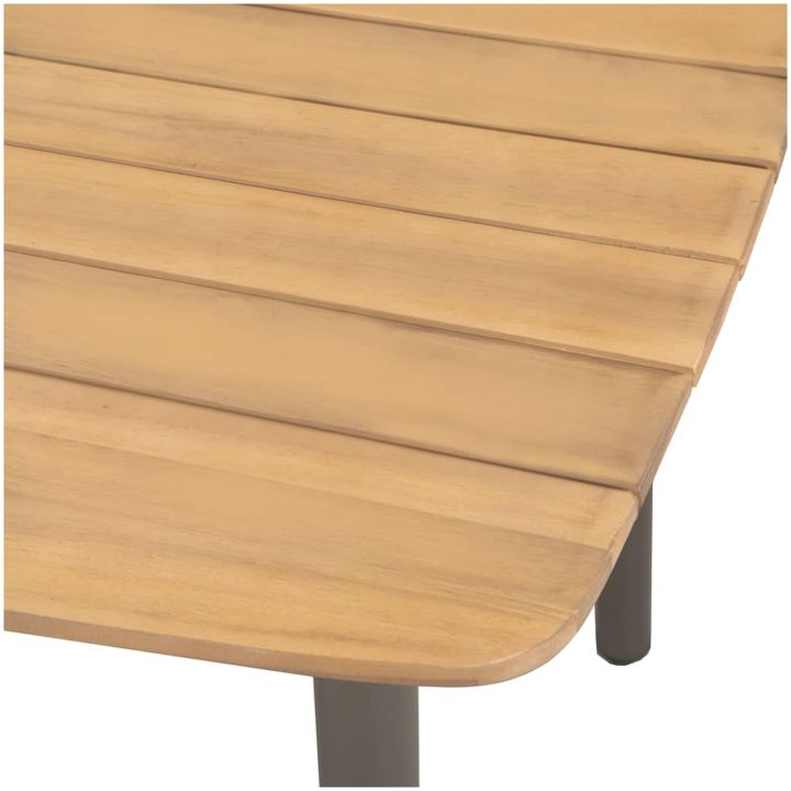 Trädgårdsbord massivt akaciaträ och stål vidaXL 80 x 80 x 72 cm – bild 3