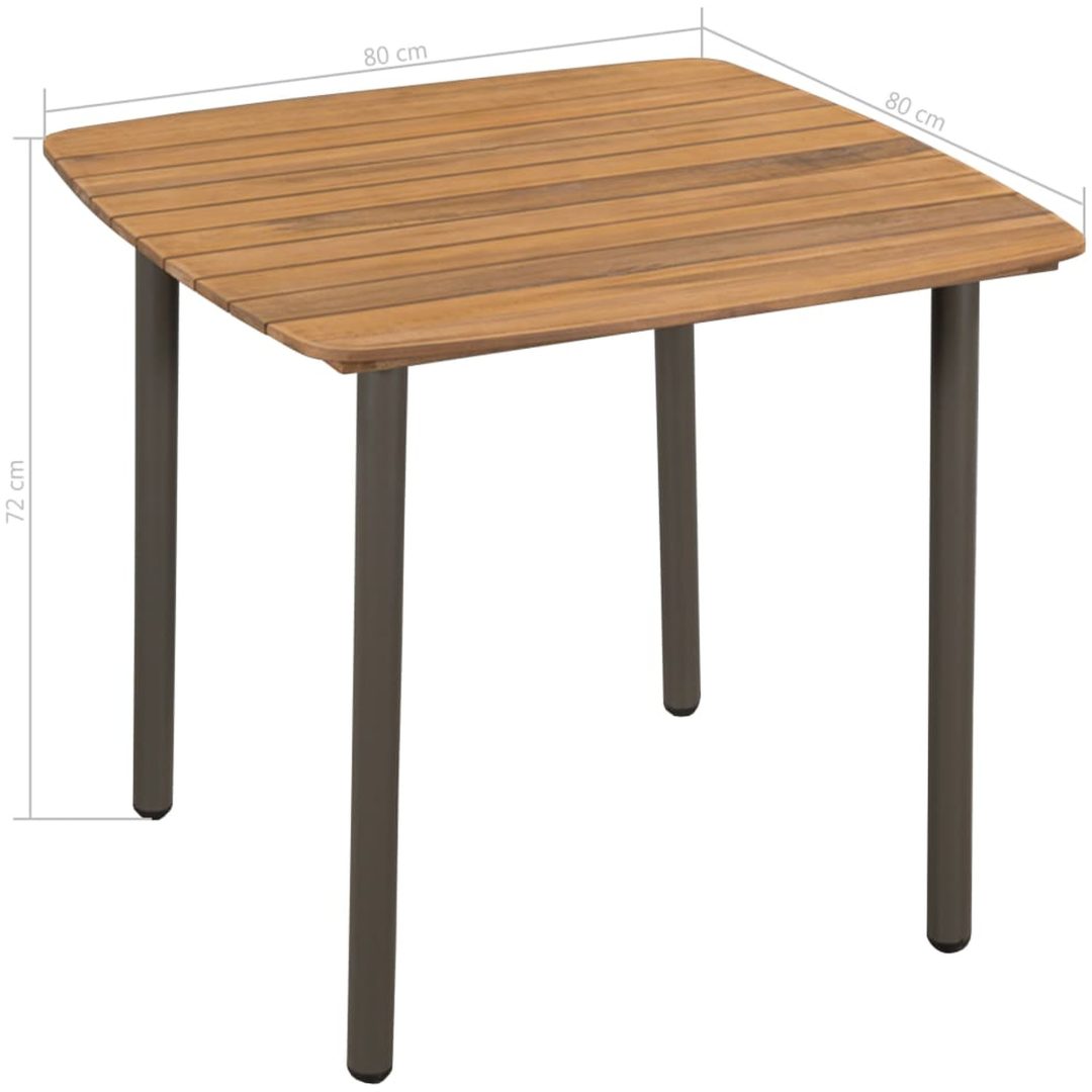 Trädgårdsbord massivt akaciaträ och stål vidaXL 80 x 80 x 72 cm – bild 4