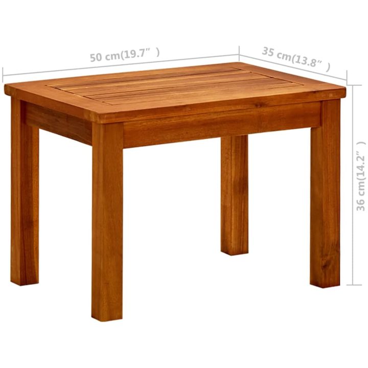 Trädgårdsbord massivt akaciaträ vidaXL 50 x 35 x 36 cm – bild 7