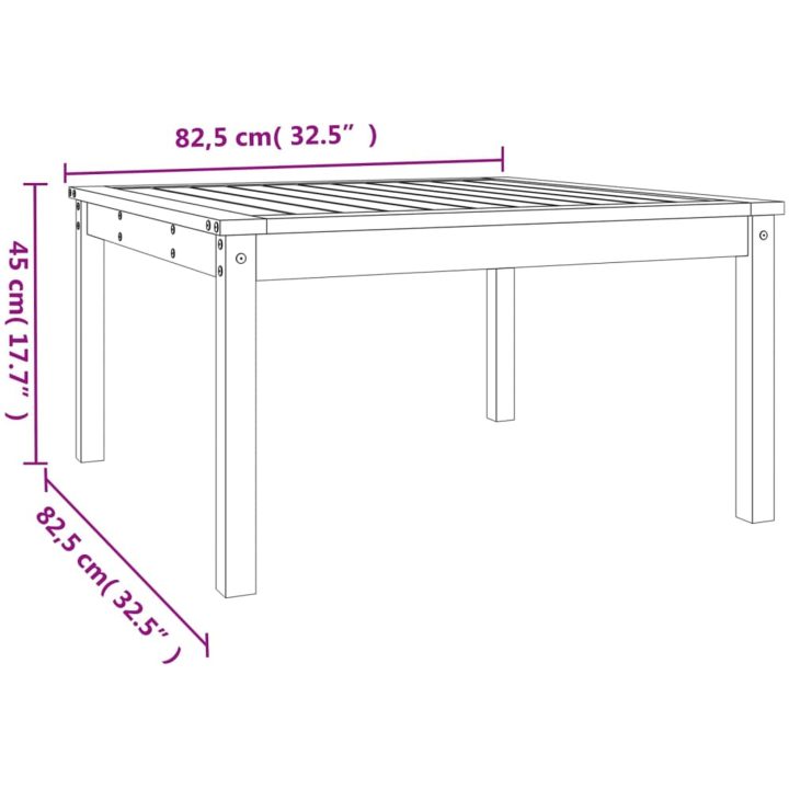Trädgårdsbord massivt douglasträ vidaXL 82.5 x 82.5 x 45 cm – bild 8