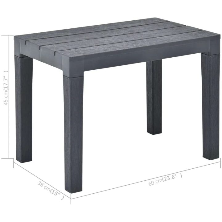 Trädgårdsbord med 2 bänkar plast antracit vidaXL – bild 11