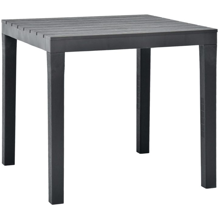 Trädgårdsbord med 2 bänkar plast antracit vidaXL – bild 3