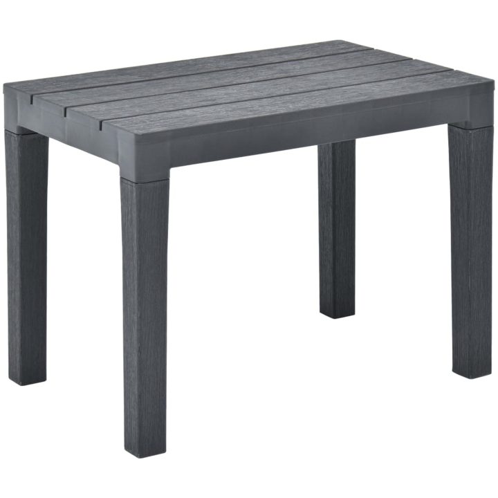 Trädgårdsbord med 2 bänkar plast antracit vidaXL – bild 6