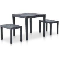 Trädgårdsbord med 2 bänkar plast antracit vidaXL