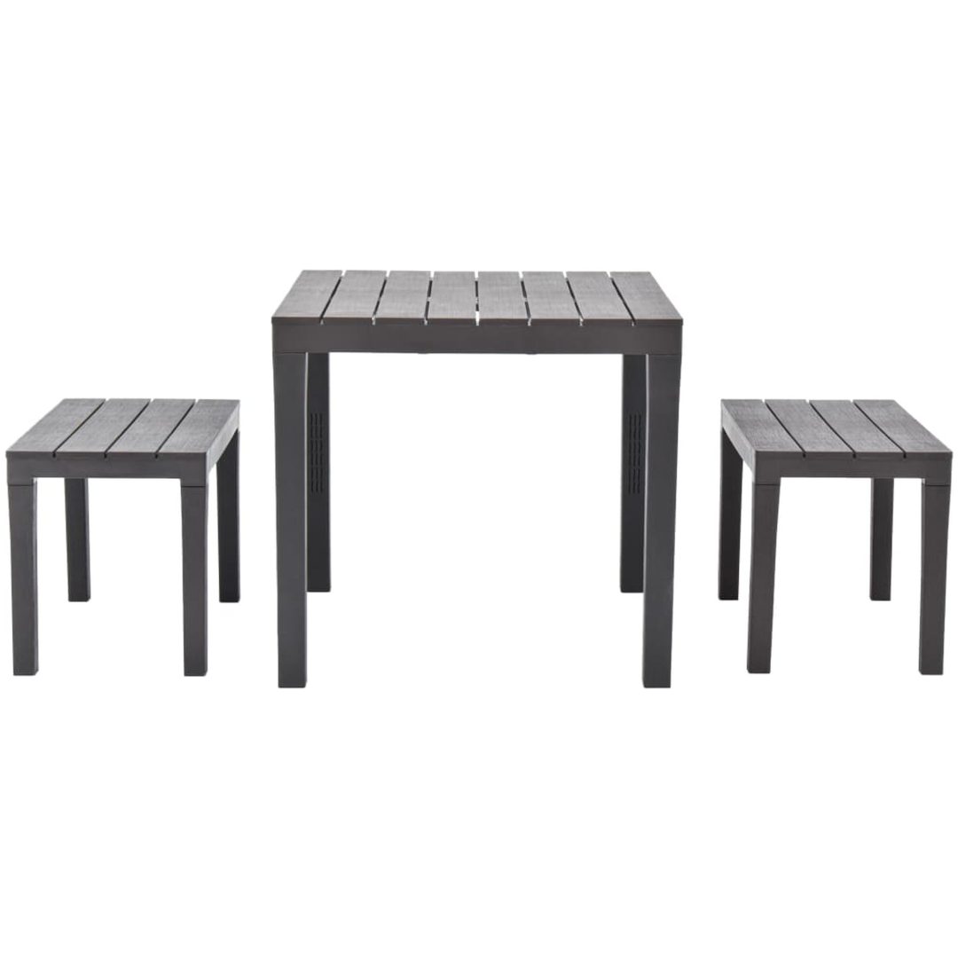 Trädgårdsbord med 2 bänkar plast brun vidaXL – bild 2