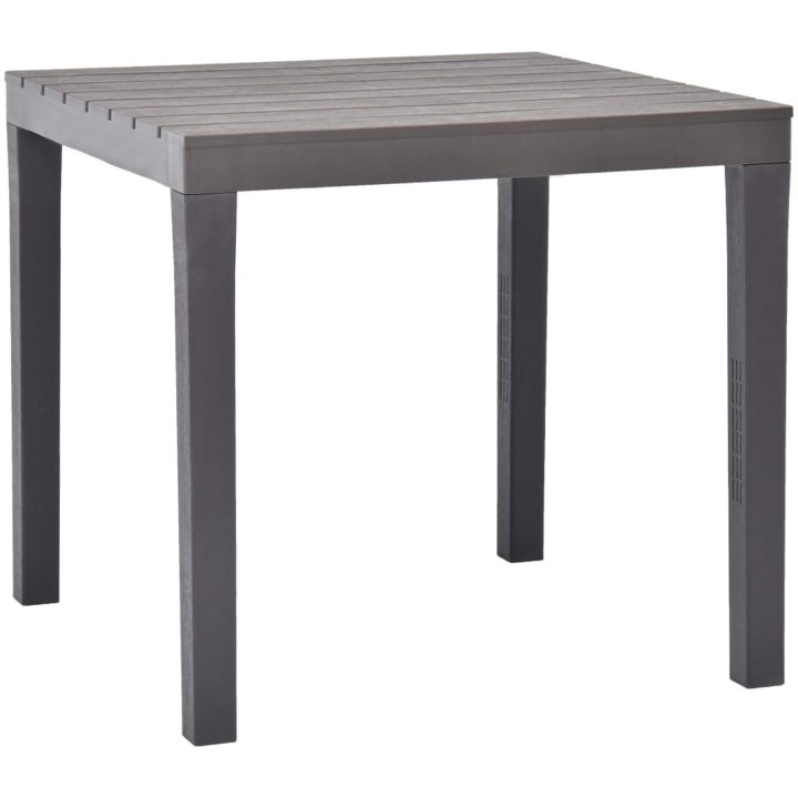 Trädgårdsbord med 2 bänkar plast brun vidaXL – bild 4