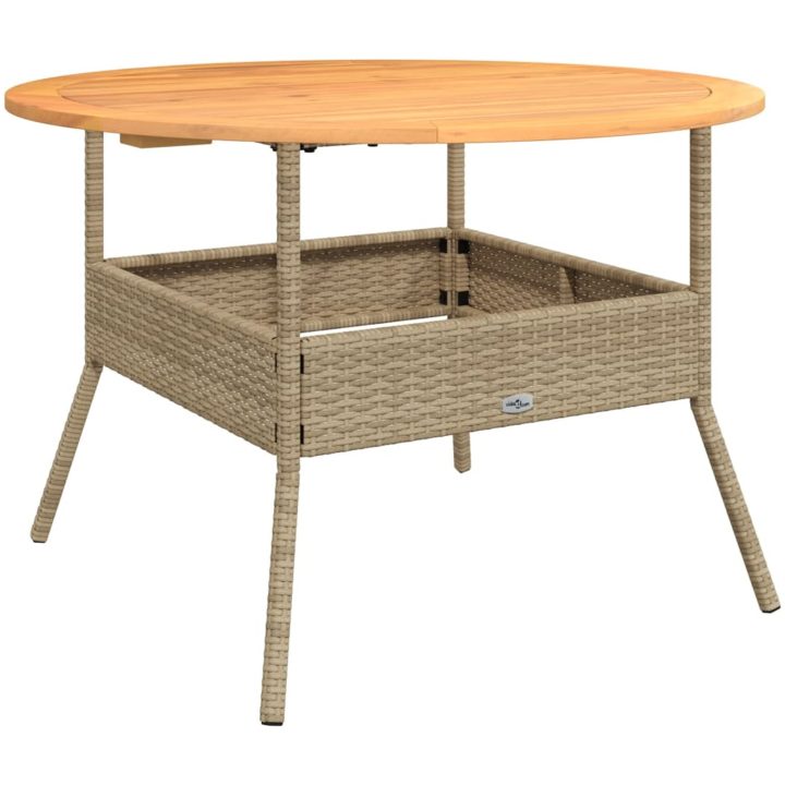 Trädgårdsbord med akaciaträ beige ⌀110x71 cm konstrotting vidaXL – bild 2