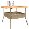 Trädgårdsbord med akaciaträ beige ⌀110x71 cm konstrotting vidaXL – miniatyr 4