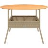 Trädgårdsbord med akaciaträ beige ⌀110x71 cm konstrotting vidaXL – miniatyr 5