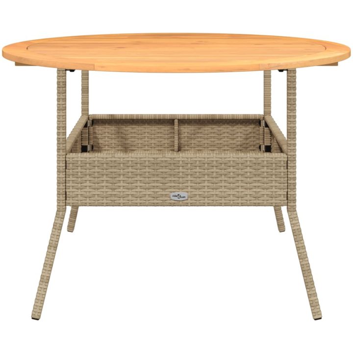 Trädgårdsbord med akaciaträ beige ⌀110x71 cm konstrotting vidaXL – bild 5