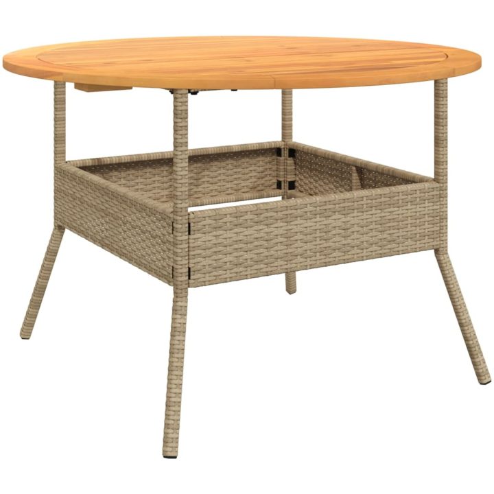 Trädgårdsbord med akaciaträ beige ⌀110x71 cm konstrotting vidaXL – bild 7