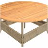 Trädgårdsbord med akaciaträ beige ⌀110x71 cm konstrotting vidaXL – miniatyr 9
