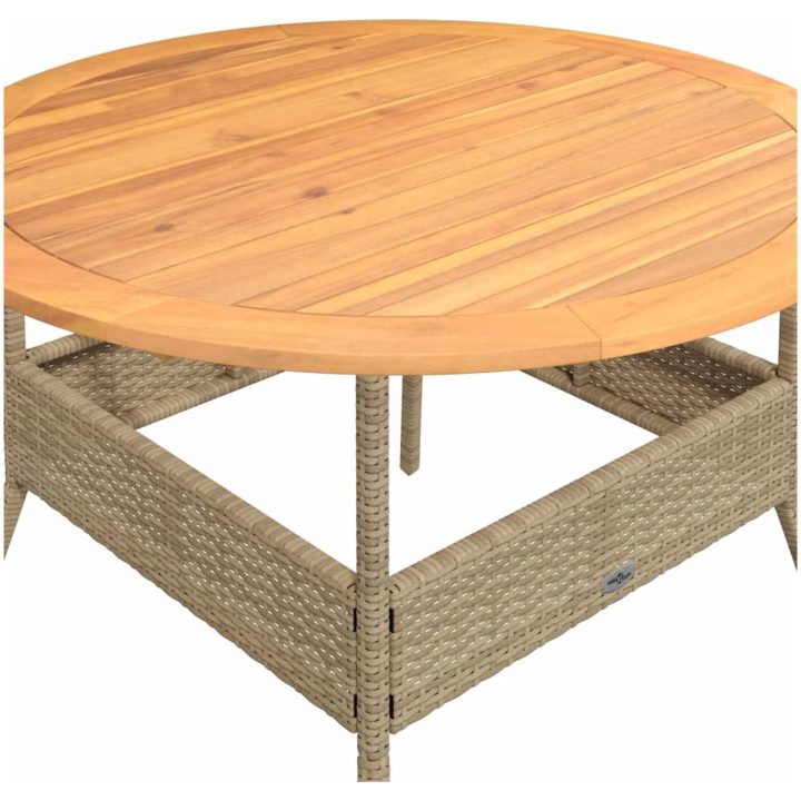 Trädgårdsbord med akaciaträ beige ⌀110x71 cm konstrotting vidaXL – bild 9