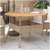 Trädgårdsbord med akaciaträ beige ⌀110x71 cm konstrotting vidaXL – miniatyr 1