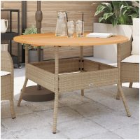Trädgårdsbord med akaciaträ beige ⌀110x71 cm konstrotting vidaXL